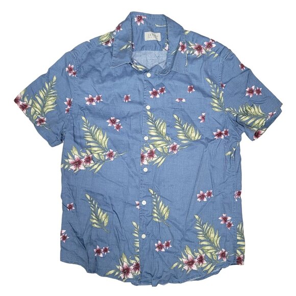 Jachs New York wpmens blue Floral Short Sleeve Button-Down Shirt Size M - Picture 2 of 6